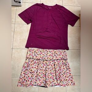 Athleta Ace Tennis Skort and Pacifica Wrap Front Blouse Sports Set